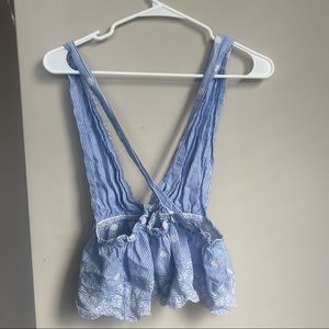 Forever 21 striped white and blue strappy top women’s size S